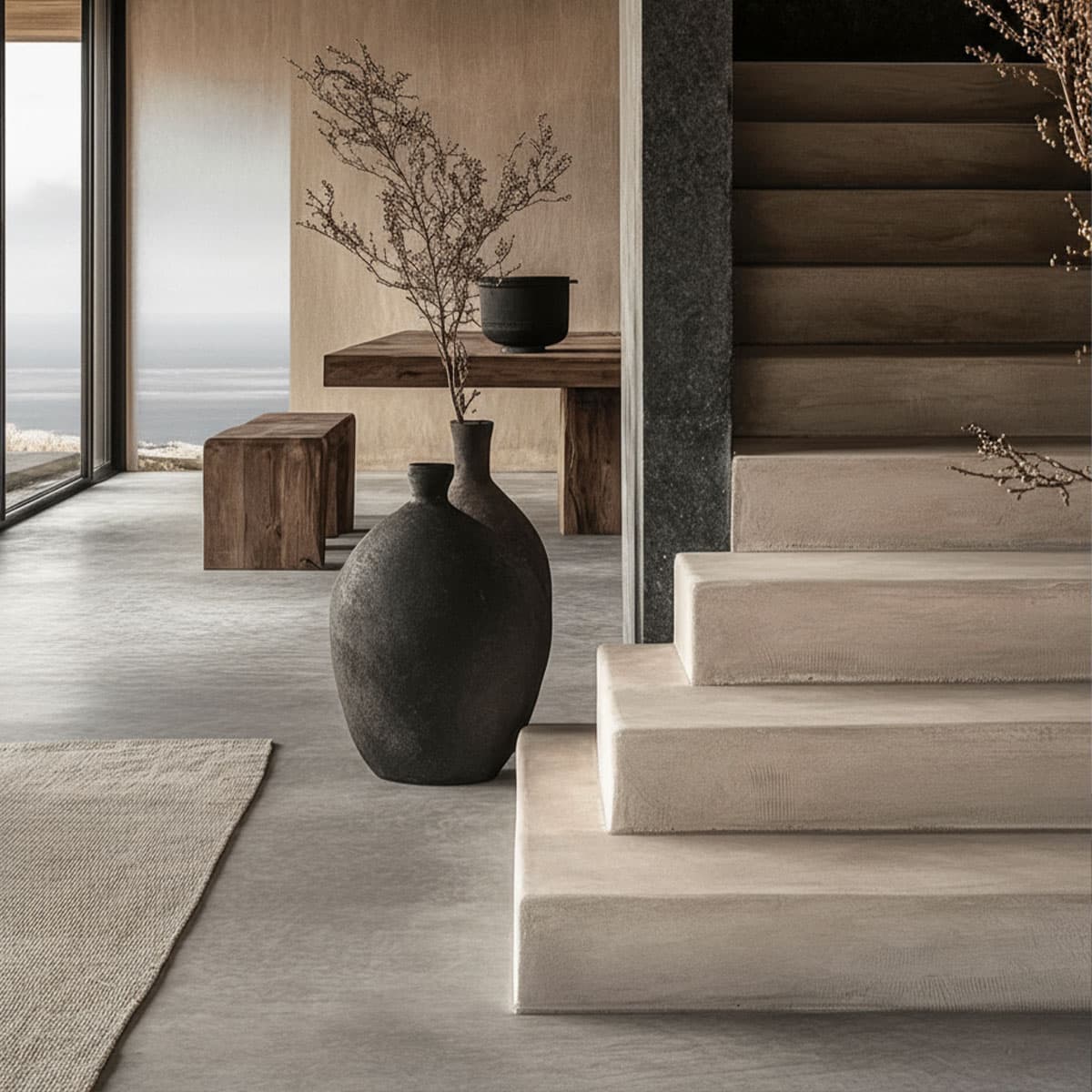 Focus su scale e vasi di ceramiche