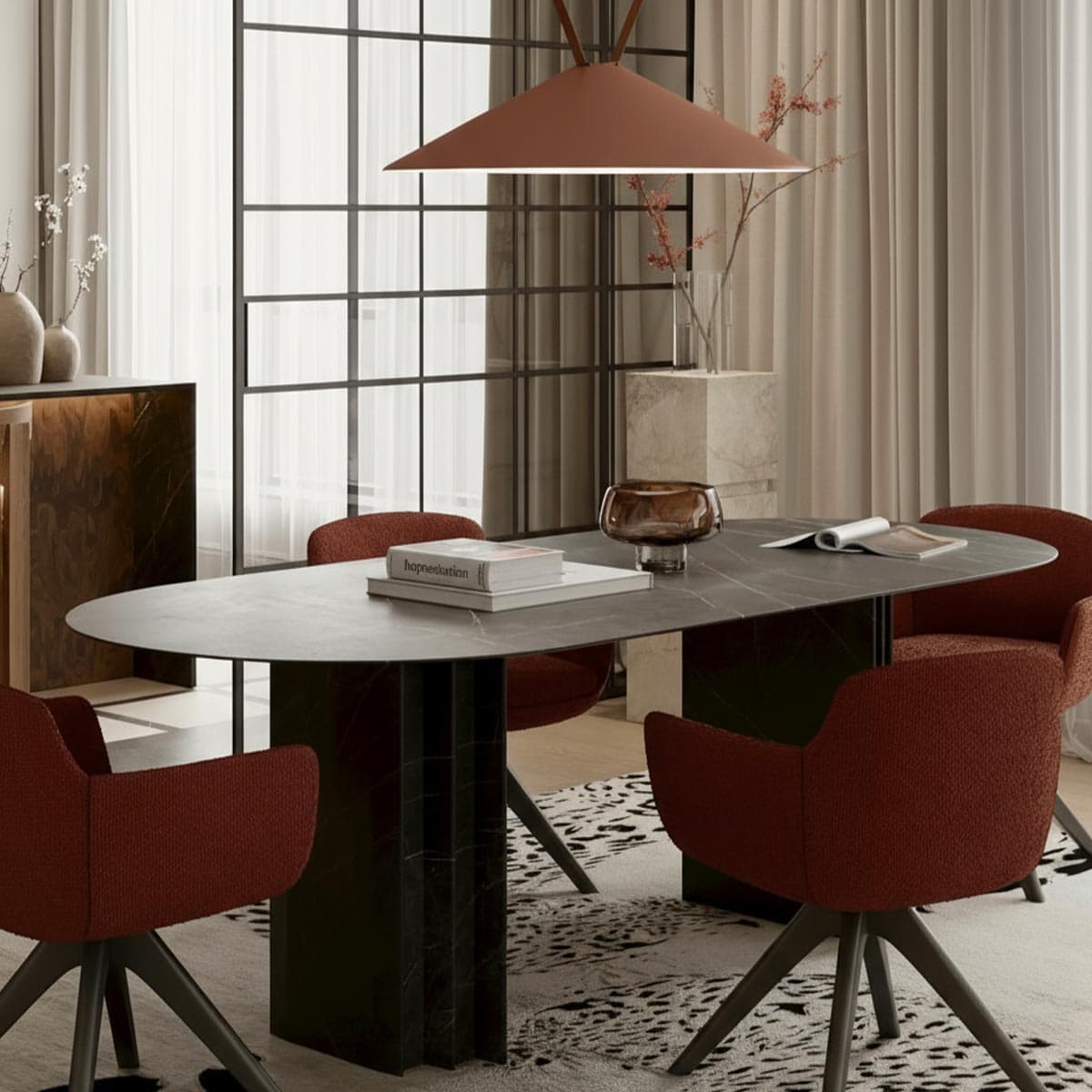 Salotto in marmo nero