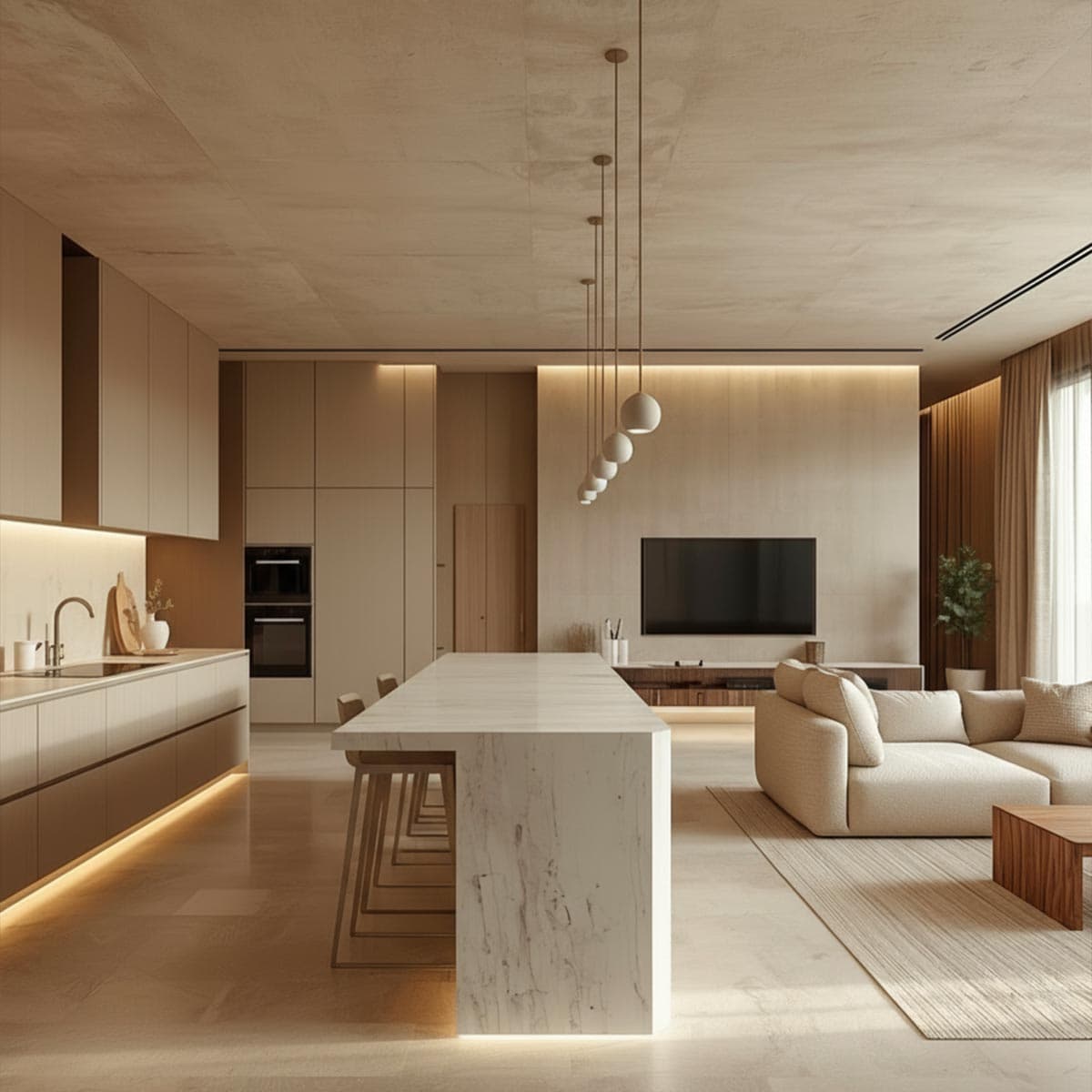 Vista laterale di cucina