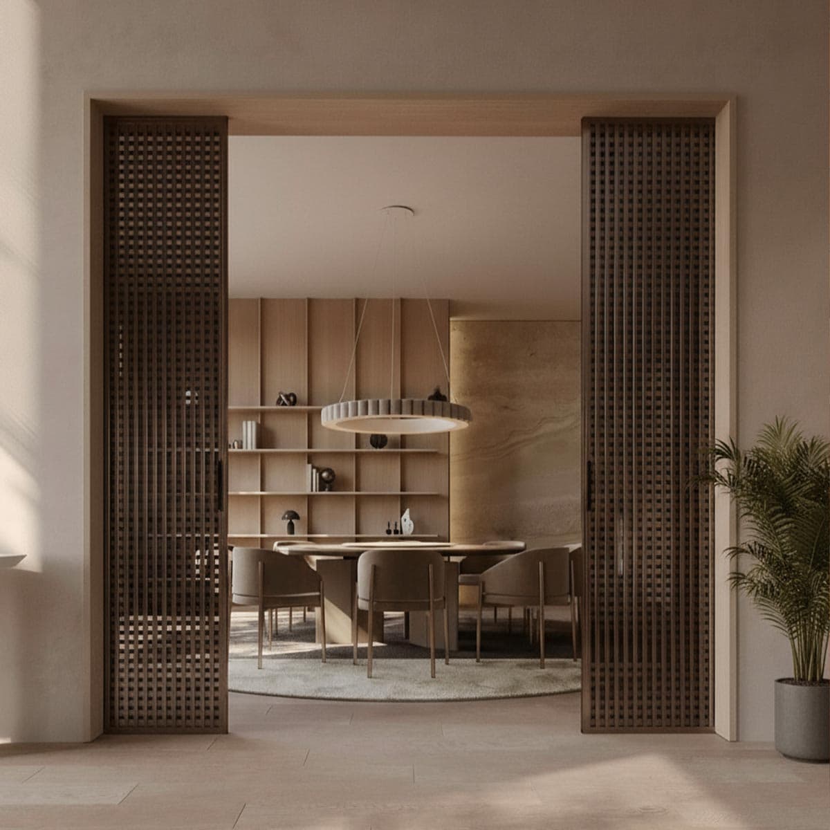 Vista su salotto con porta ad ante