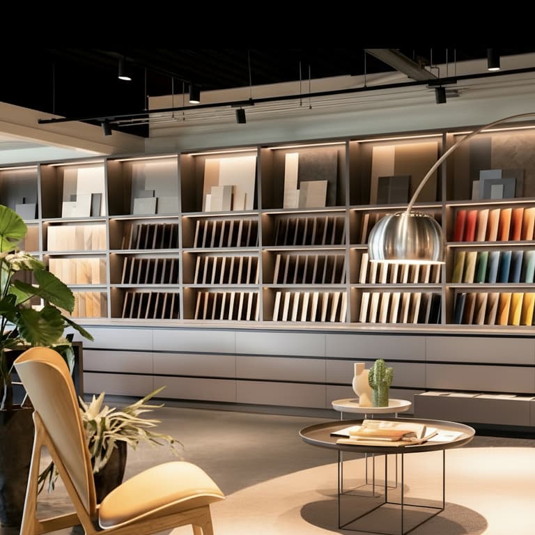 Lampada, sedia e libreria